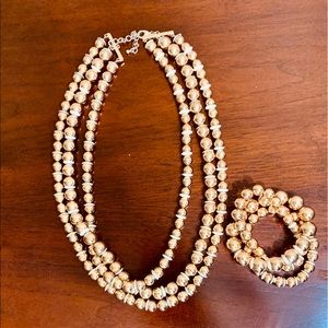 Triple Strand Necklace with matching bracelet